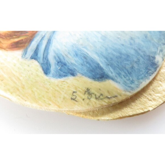 Old Hand Painted Miniature Madonna of the Streets 800 Silver Pendant Brooch - Picture 8 of 11